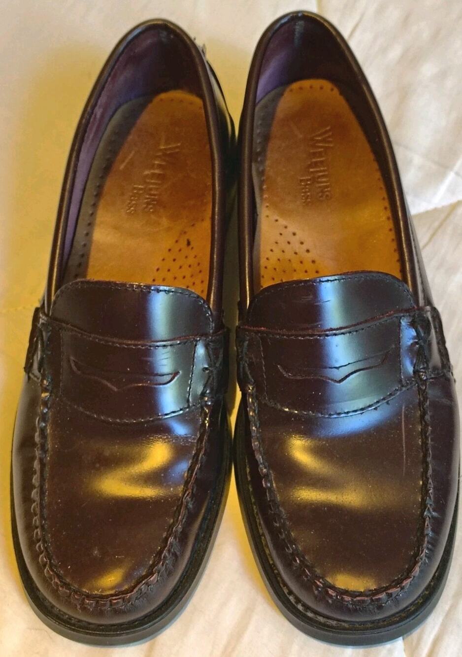 Bass Katherine II Brown Leather Penny Loafers Mens 7.5 M Round Toe Slip-On